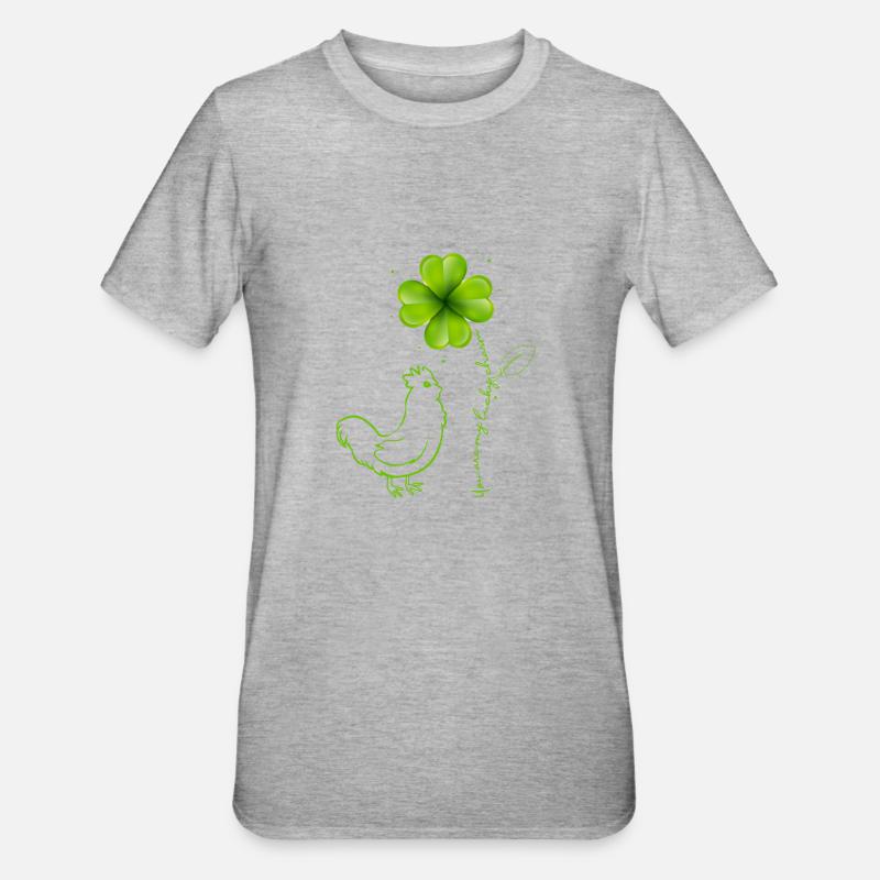 Tu es mon porte-bonheur feuille de trèfle de poulet - T-shirt polycoton Unisexe - gris chiné