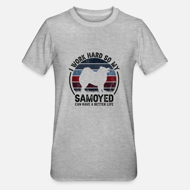 Hard Work - Retro Samoyed - Unisex Polycotton T-Shirt - heather grey