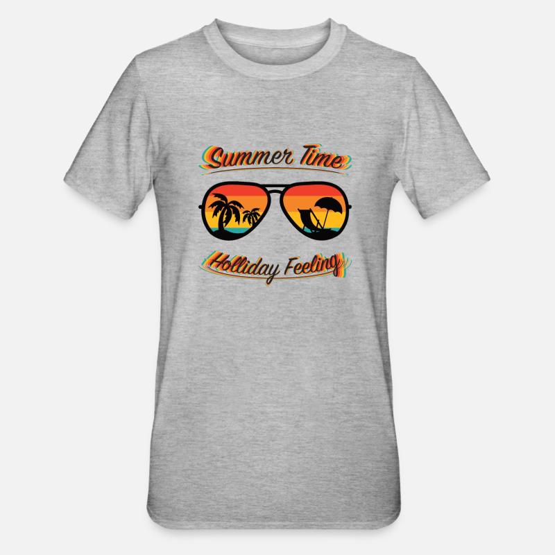 Heure d’été - Sentiment de vacances - T-shirt polycoton Unisexe - gris chiné