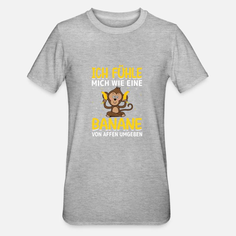 Banane Affe Arbeit - Unisex Polycotton T-Shirt - Grau meliert
