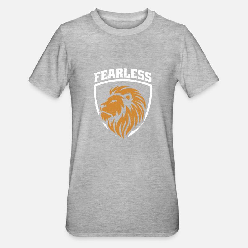 Furchtloser Löwe - Unisex Polycotton T-Shirt - Grau meliert