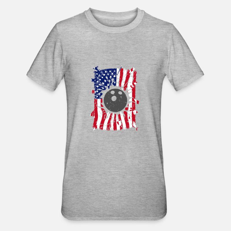 Bowling Torn Drapeau américain - T-shirt polycoton Unisexe - gris chiné