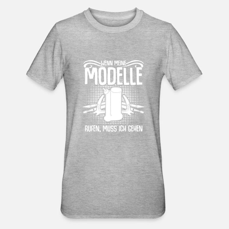 Modellbau Kleber Modellbauer - Unisex Polycotton T-Shirt - Grau meliert
