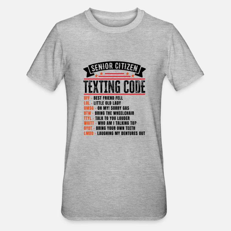 Senior Citizen's Texting Code Funny Retirement - Unisex Polycotton T-Shirt - heather grey