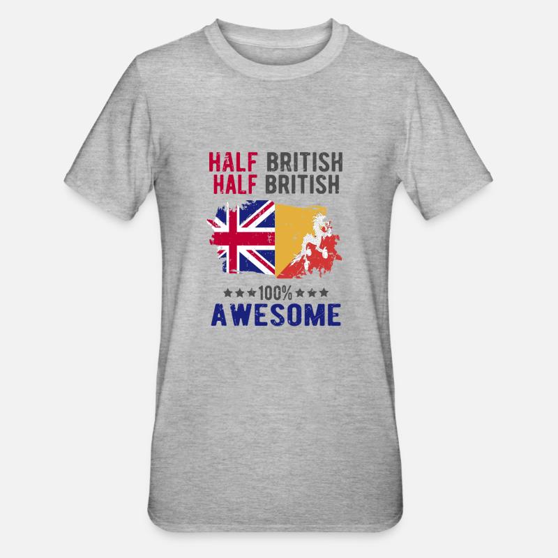Halb Brite Halb Brite - Unisex Polycotton T-Shirt - Grau meliert