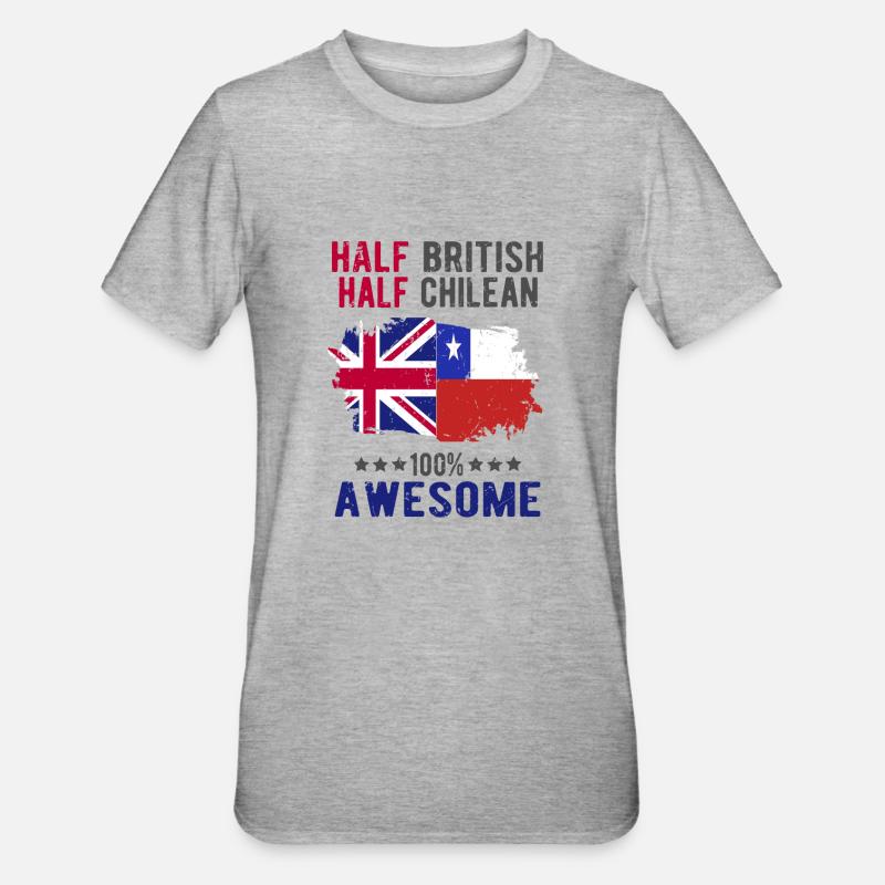 Halb Brite Halb Chilene - Unisex Polycotton T-Shirt - Grau meliert