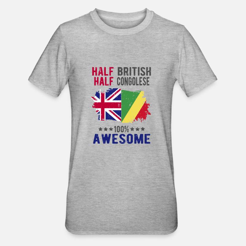 Half British Half Congolese - Unisex Polycotton T-Shirt - heather grey