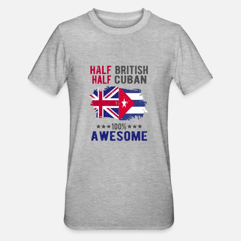 Moitié britannique moitié cubain - T-shirt polycoton Unisexe - gris chiné