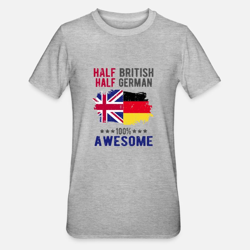 Halb Brite Halb Deutscher - Unisex Polycotton T-Shirt - Grau meliert