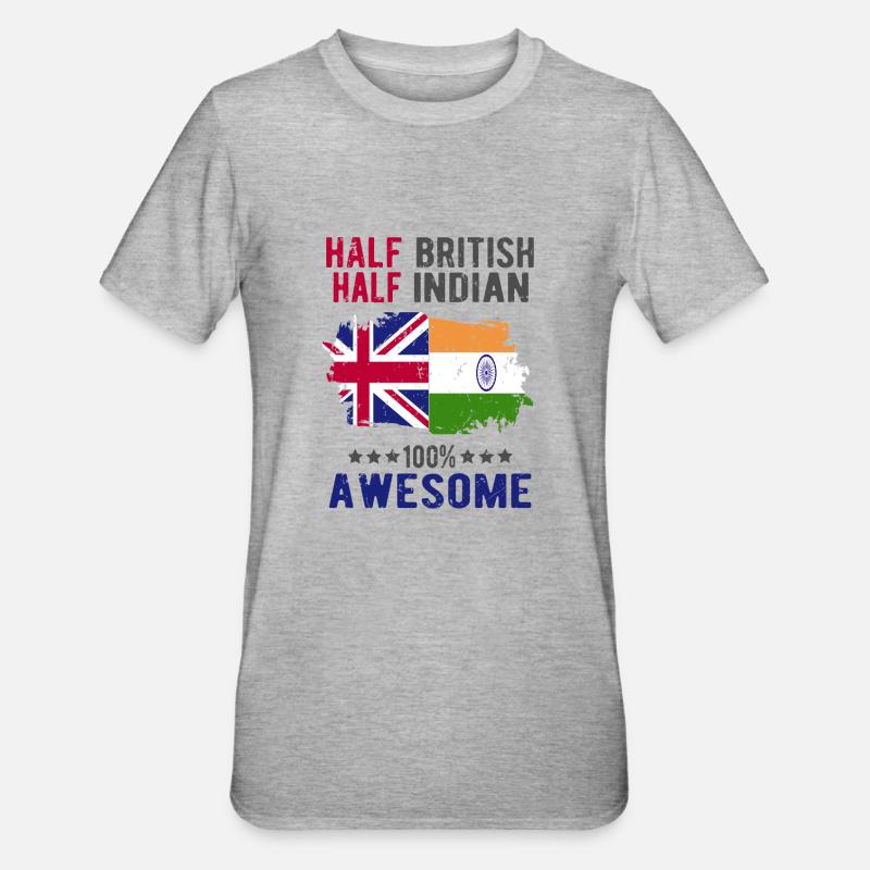 Half British Half Indian - Unisex Polycotton T-Shirt - heather grey