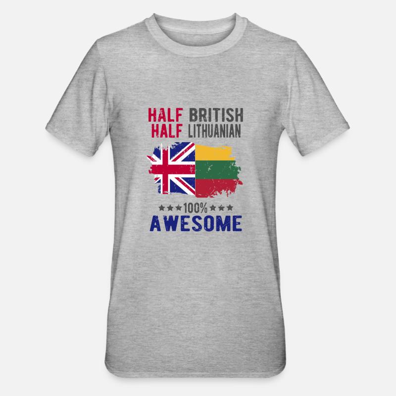 Halb Brite Halb Litauer - Unisex Polycotton T-Shirt - Grau meliert