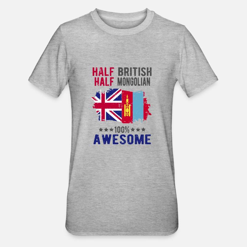 Moitié britannique moitié mongol - T-shirt polycoton Unisexe - gris chiné