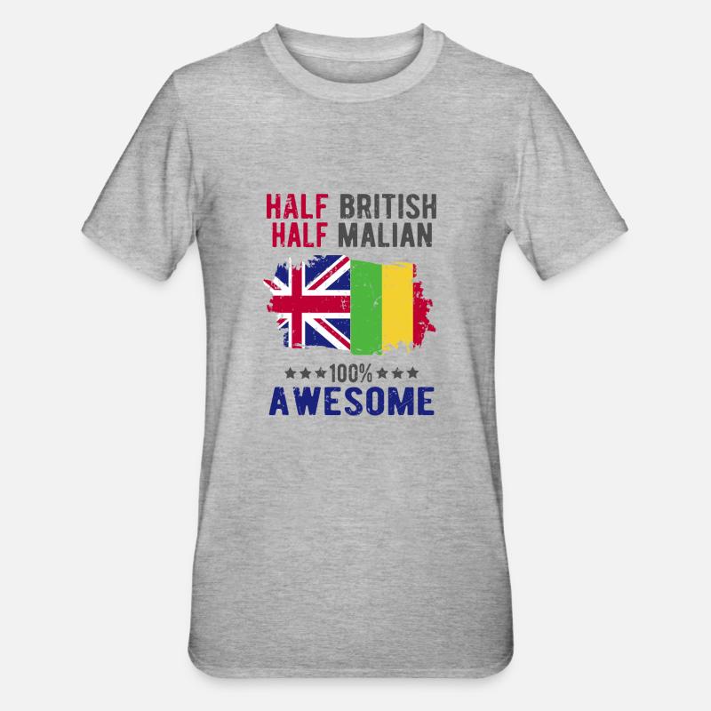 Halb Brite Halb Malier - Unisex Polycotton T-Shirt - Grau meliert