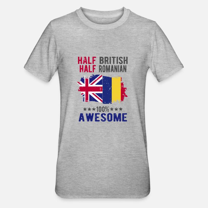 Halb Brite Halb Rumäne - Unisex Polycotton T-Shirt - Grau meliert