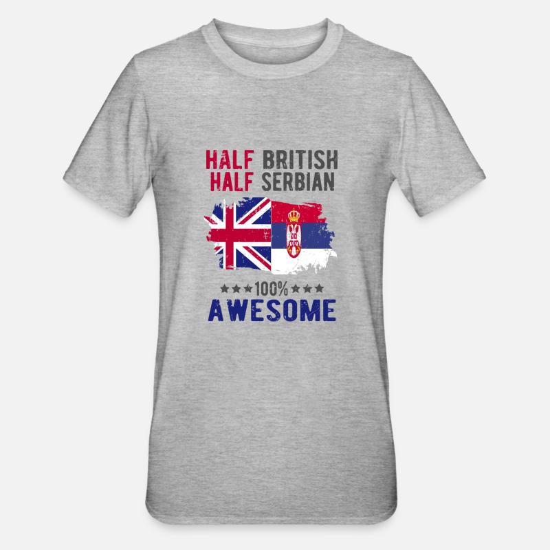 Half British Half Serb - Unisex Polycotton T-Shirt - heather grey