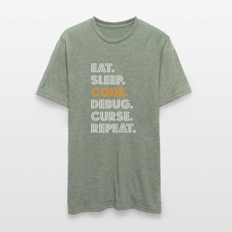 Eat Sleep Code Debug Curse Repeat Programmer Coder Unisex Polycotton T-Shirt