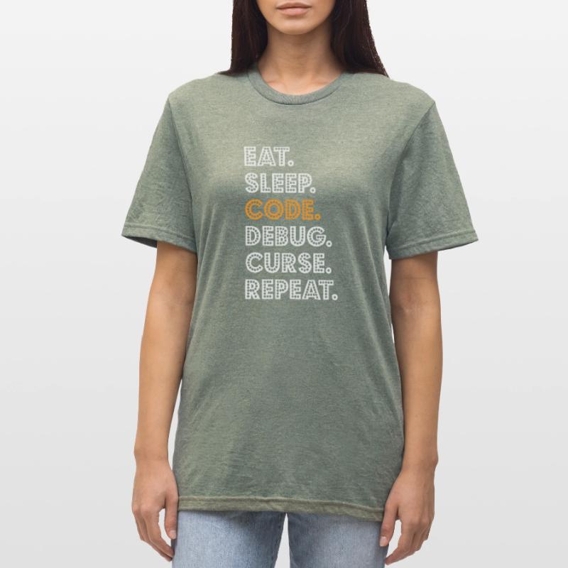 Eat Sleep Code Debug Curse Repeat Programmer Coder Unisex Polycotton T-Shirt