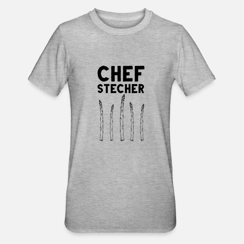Chefstecher Spargelstecher Spargelernte Bauer - Unisex Polycotton T-Shirt - Grau meliert