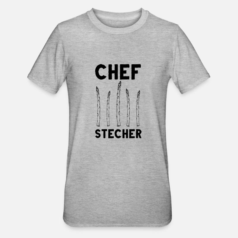 Chefstecher Spargelstecher Spargelernte Bauer - Unisex Polycotton T-Shirt - Grau meliert