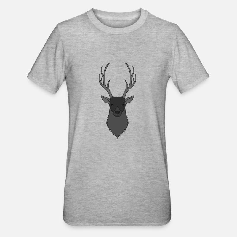 Rothirsch Geweih mit Hirschgeweih - Unisex Polycotton T-Shirt - Grau meliert