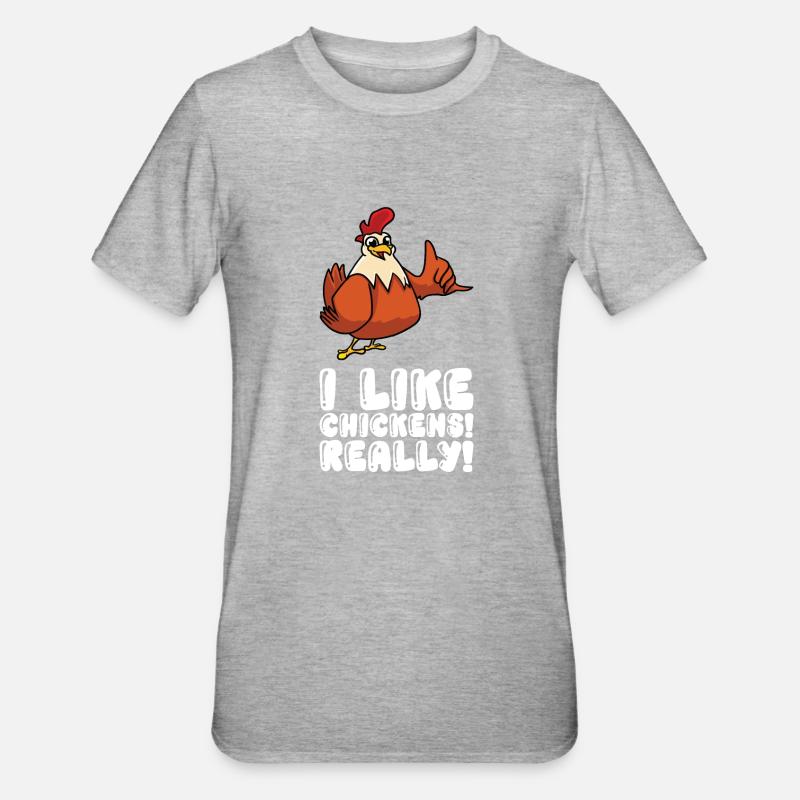 I really like chickens - Unisex Polycotton T-Shirt - heather grey