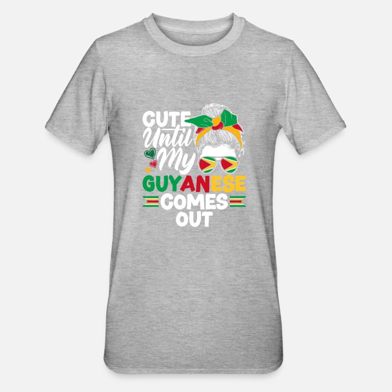 Guyana Guyana Guyana Drapeau mignon jusqu’à mon - T-shirt polycoton Unisexe - gris chiné