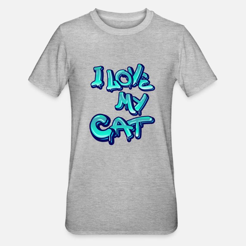 J’aime mon chat - T-shirt polycoton Unisexe - gris chiné