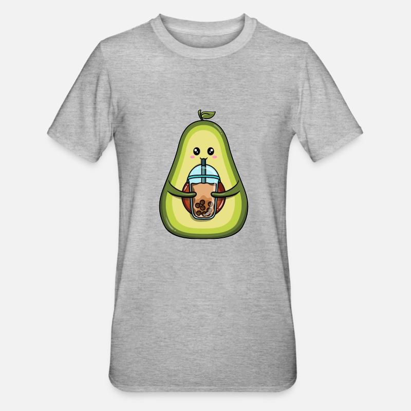 Avocado drinks bubble tea - Unisex Polycotton T-Shirt - heather grey