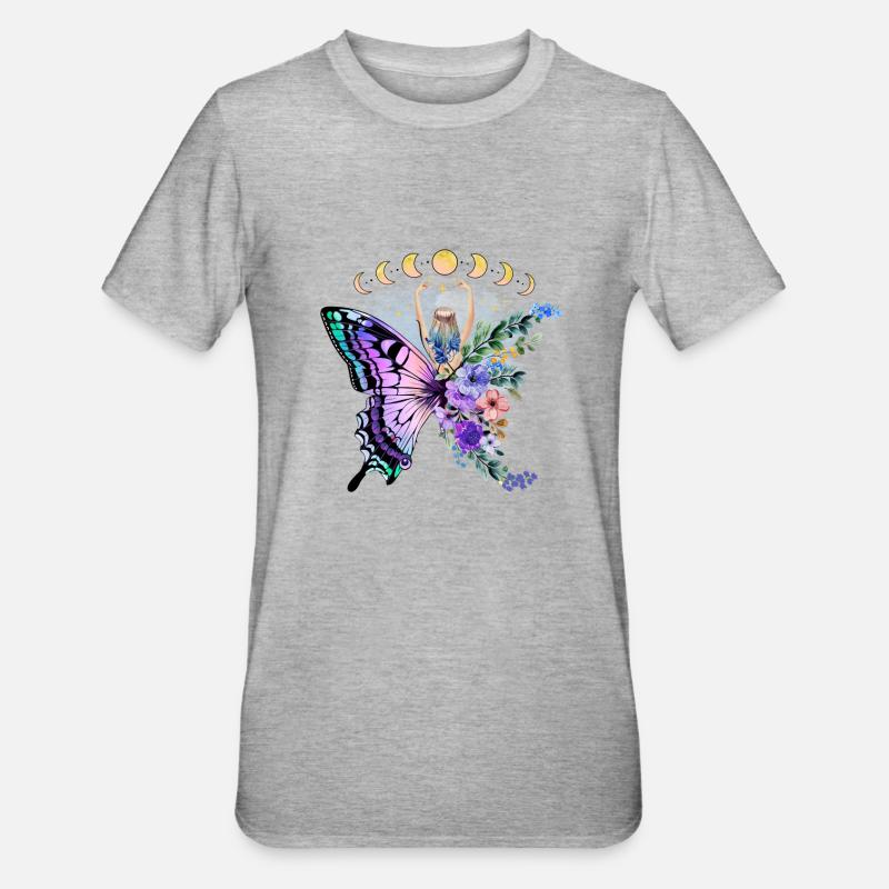 Fleur de papillon Fleurs florales Fleurs - T-shirt polycoton Unisexe - gris chiné