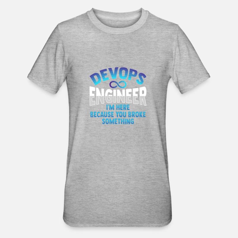 Sys-Admin Developer Devops Engineer - Unisex Polycotton T-Shirt - heather grey