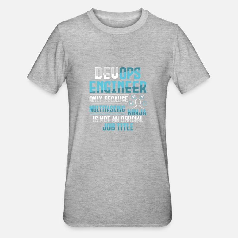 Sys-Admin Developer Devops Engineer - Unisex Polycotton T-Shirt - heather grey