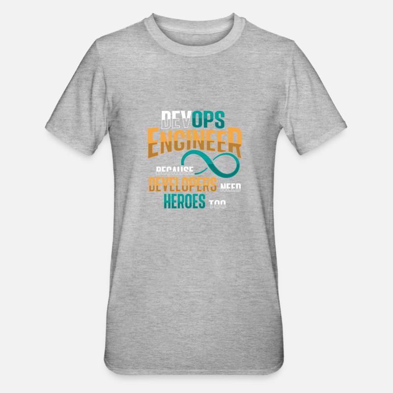 Sys-Admin Developer Devops Engineer - Unisex Polycotton T-Shirt - heather grey