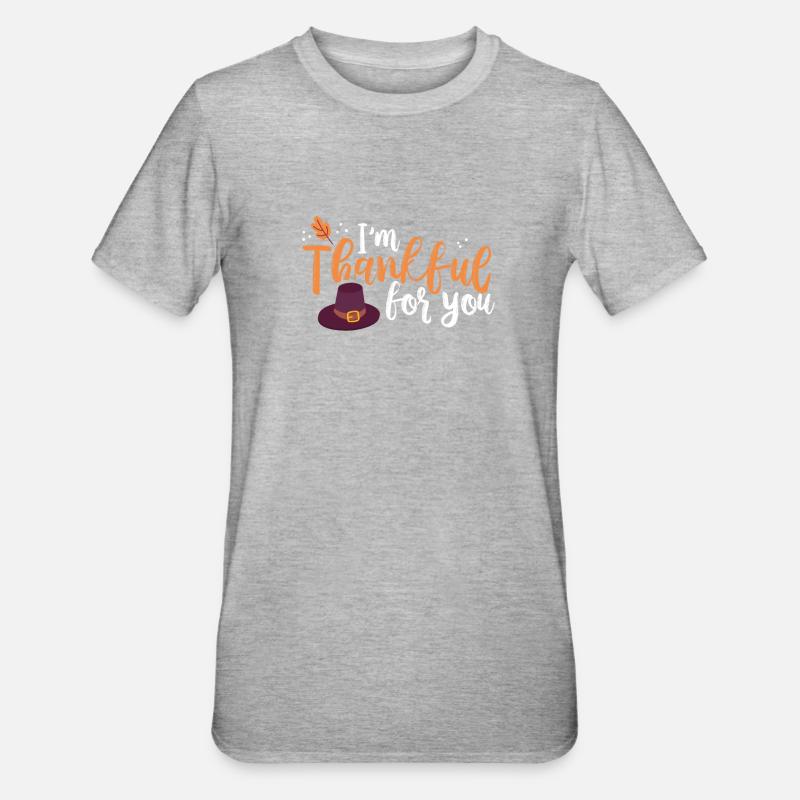 Ich Bin dir Dankbar Thanksgiving - Unisex Polycotton T-Shirt - Grau meliert