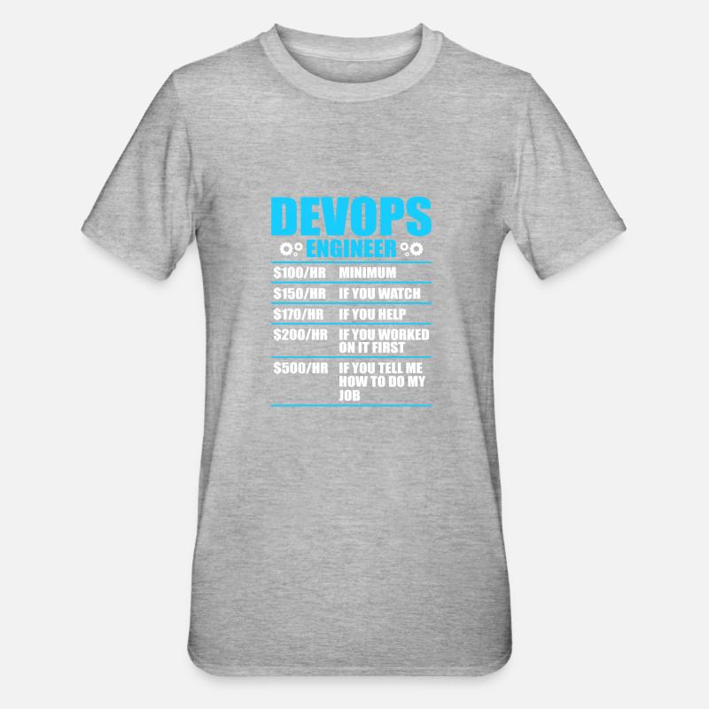 Devops Sys-Admin Developer - Unisex Polycotton T-Shirt - heather grey