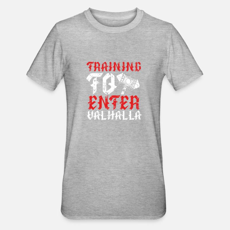 Walhalla Wikingerhammer - Unisex Polycotton T-Shirt - Grau meliert