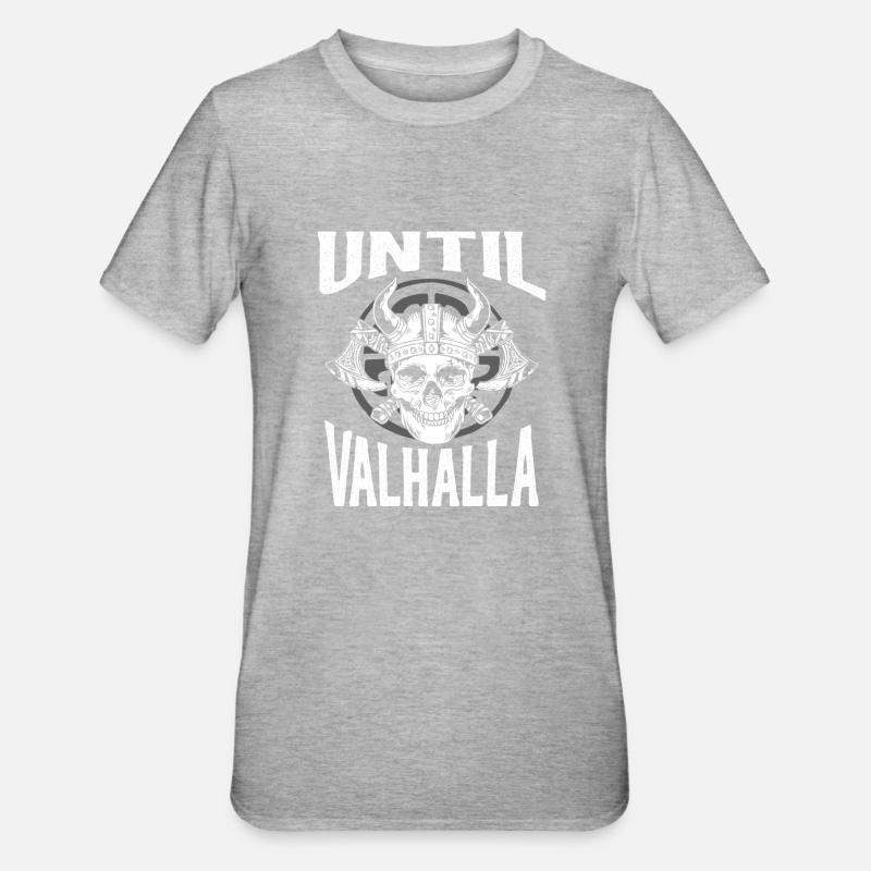 Bis Walhalla Schädel - Unisex Polycotton T-Shirt - Grau meliert