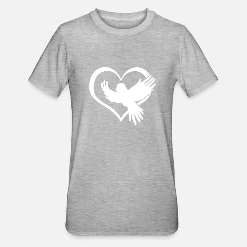Budgerigar Coeur Budgie Budgerigar - T-shirt polycoton Unisexe - gris chiné
