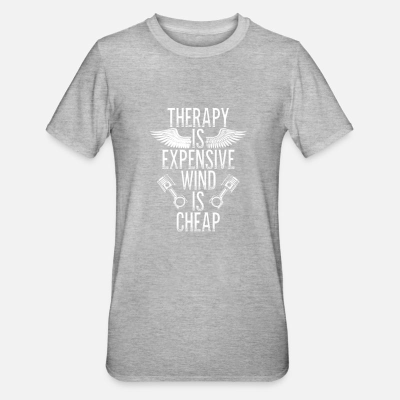 Therapie Oder Bikerwind - Unisex Polycotton T-Shirt - Grau meliert