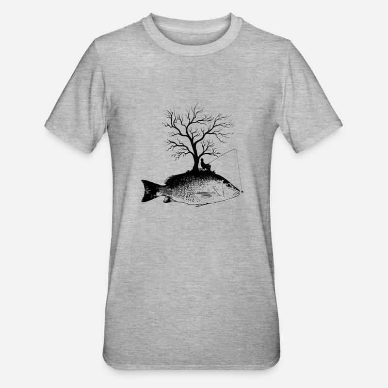 Arbre graphique - Sébaste de poisson - T-shirt polycoton Unisexe - gris chiné