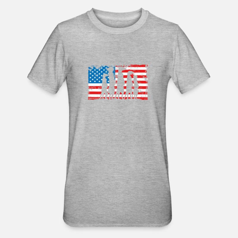 Suricates sur le drapeau américain - T-shirt polycoton Unisexe - gris chiné