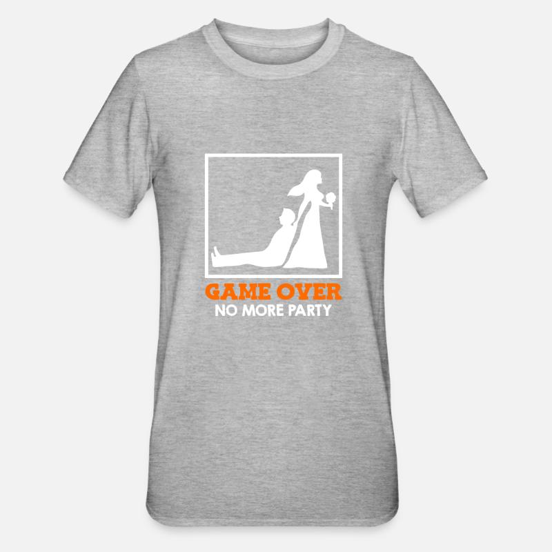 Game Over - Brudepar bryllup - Unisex polycotton T-shirt - grå meleret