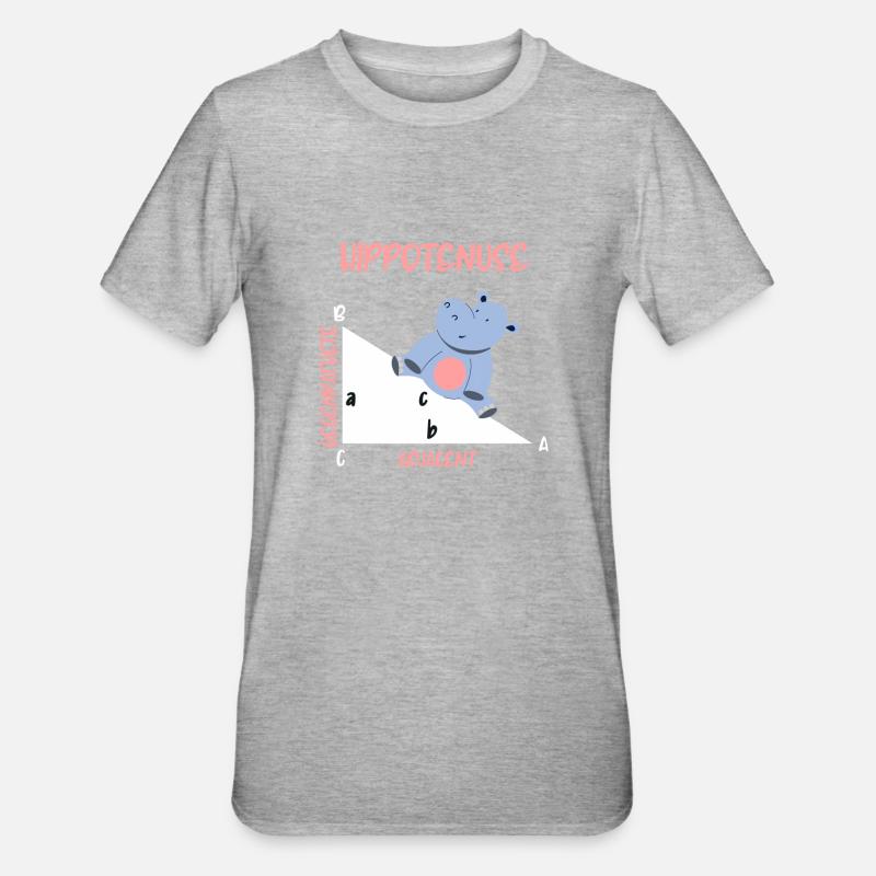 Mathematician Hippotenuse Hippo Triangle - Unisex Polycotton T-Shirt - heather grey