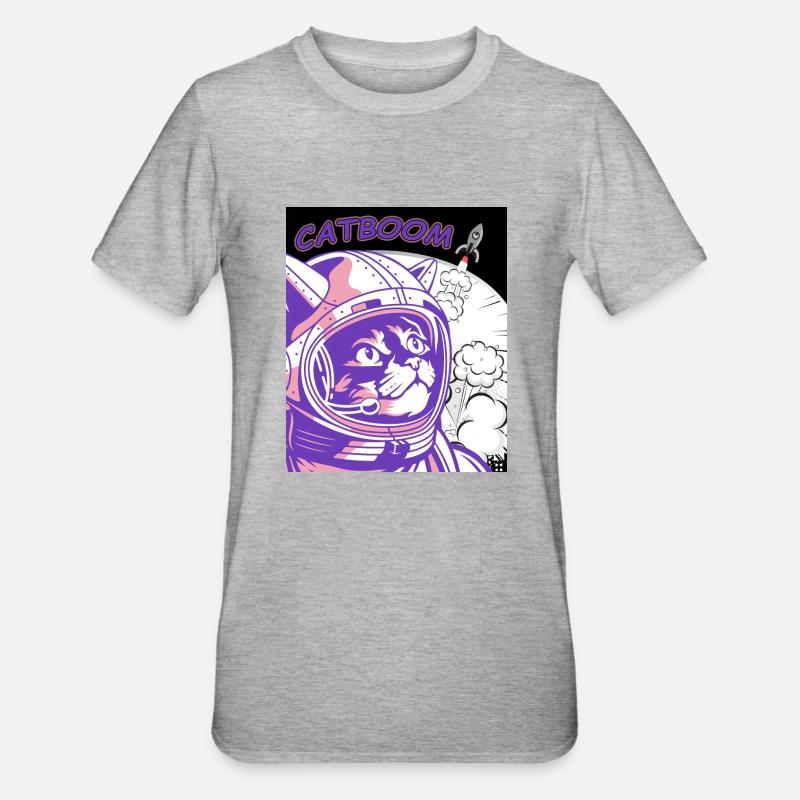 CATBOOM Comic Book Space Katzenexplosion - Unisex Polycotton T-Shirt - Grau meliert