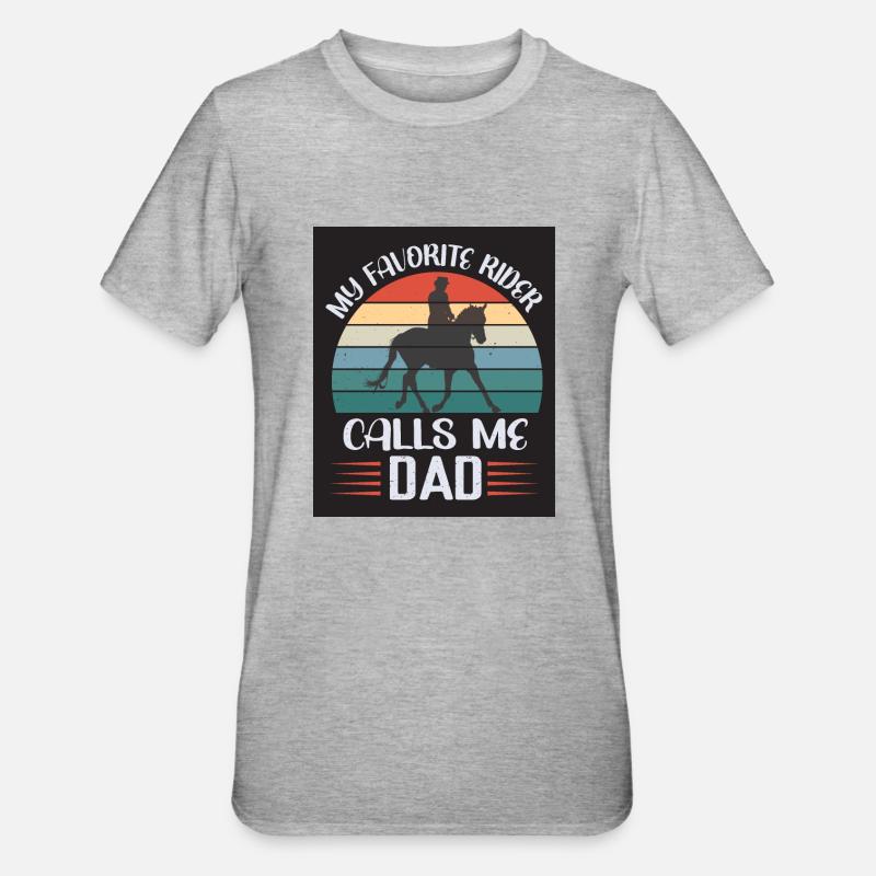 Cavalier Cheval Père Papa Cavalier - T-shirt polycoton Unisexe - gris chiné
