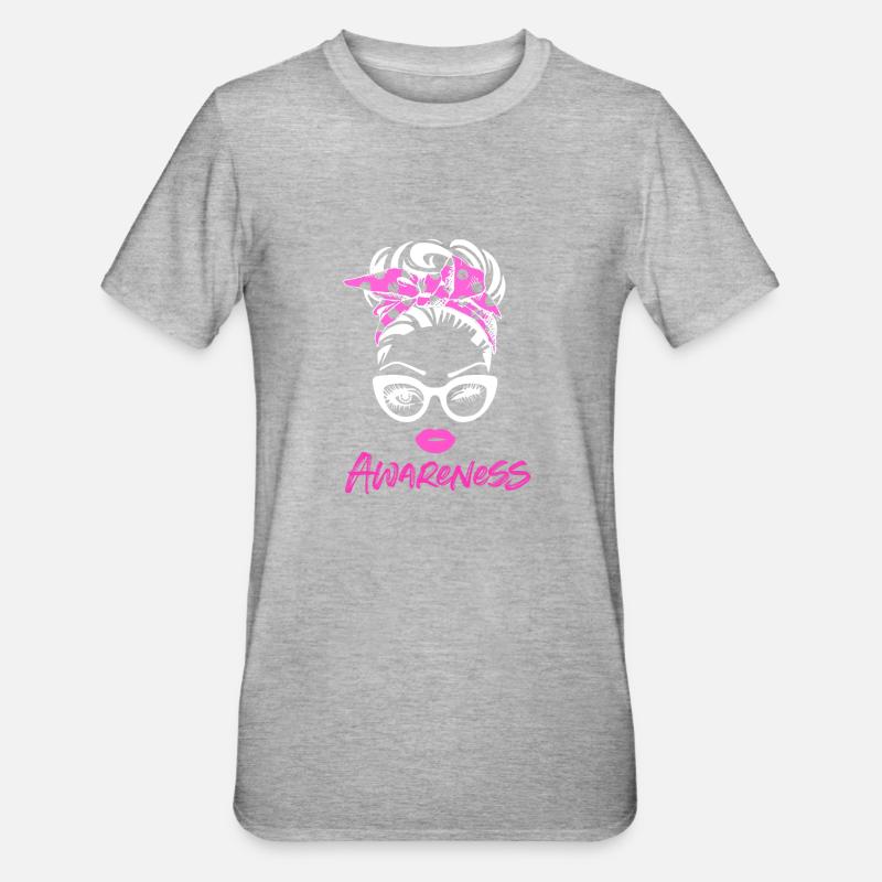 Brustkrebs Bewusstsein - Unisex Polycotton T-Shirt - Grau meliert