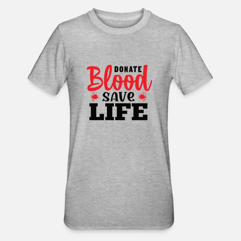 Blutspende Blutspenden Blutspender - Unisex Polycotton T-Shirt - Grau meliert