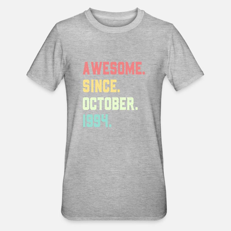 Awesome Since October 1994 - Unisex Polycotton T-Shirt - heather grey