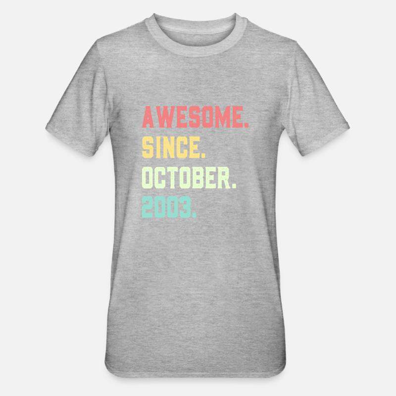 Awesome Since October 2003 - Unisex Polycotton T-Shirt - heather grey