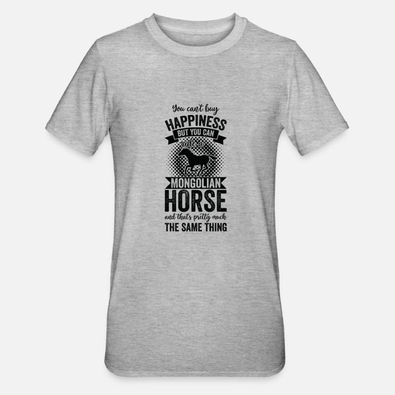 Équitation - Cheval mongol - T-shirt polycoton Unisexe - gris chiné