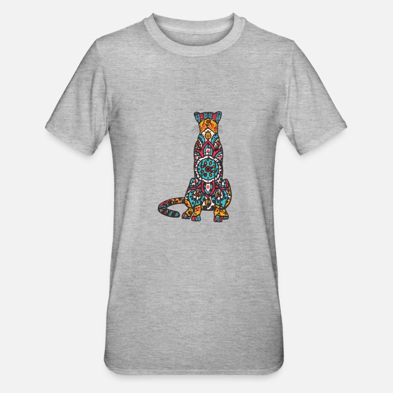 Mandala Cheetah Geometry Pattern - Unisex Polycotton T-Shirt - heather grey